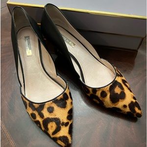 Kitten heels. Leopard and black leather size 7.5 B